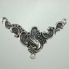 28x40mm Antique Silver Three Hole Flower Connectors - Pack of 2