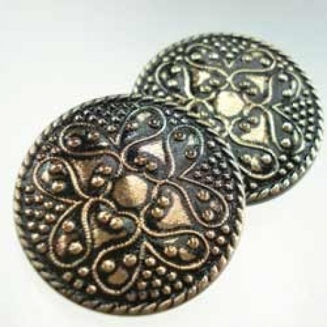 32mm Czech Glass Button - Black with Gold - Each 32mm Czech Glass Button - Black with Gold - Each
