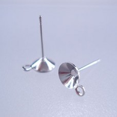 6mm Nickel Plated Brass Earposts with Loop - Pack of 12 Pair