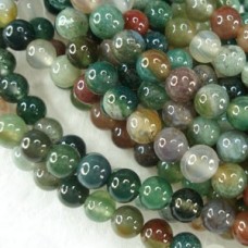 4mm Natural Indian Agate Round Gemstone Beads - Strand