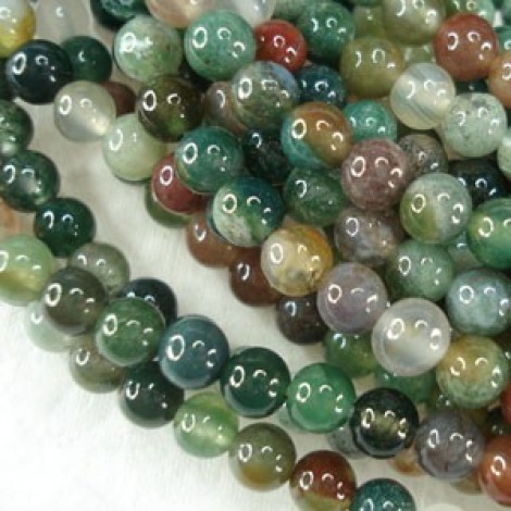4mm Natural Indian Agate Round Gemstone Beads - Strand