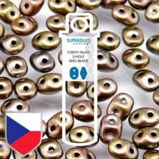 5mm SuperDuo Czech 2-Hole Beads - Crystal Grey Rainbow - Czech Shield - 22.5gm