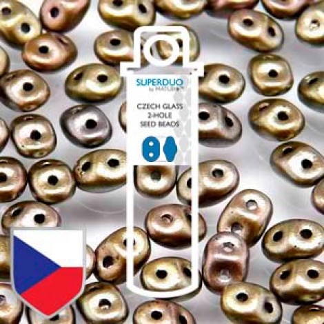 5mm SuperDuo Czech 2-Hole Beads - Crystal Grey Rainbow - Czech Shield - 22.5gm