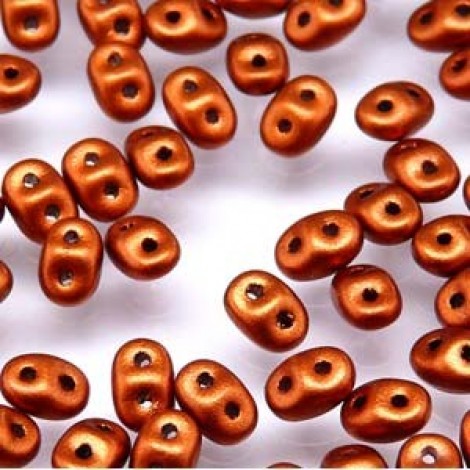 2.5x5mm SuperDuo 2-Hole Beads - Bronze Fire Red