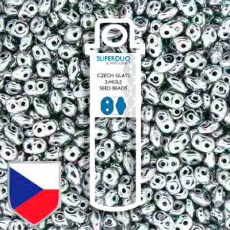 5x2mm SuperDuo Beads - Crystal Full Labrador (Silver) - Czech Shield - 22.5gm 5x2mm SuperDuo Beads - Crystal Full Labrador (Silver) - Czech Shield - 22.5gm