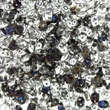 5mm SuperDuo 2-Hole Beads - Crystal Heliotrope - 24gm