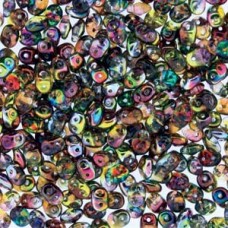 5mm Super-Duo 2-Hole Beads- Magic Orange-Grey - 24gm