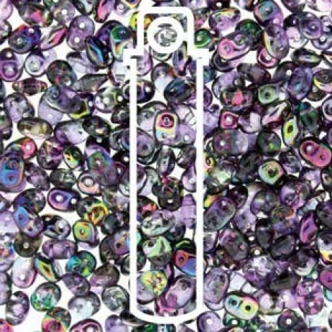 MiniDuo 2x4mm 2-Hole Beads - Crystal Magic Violet Grey
