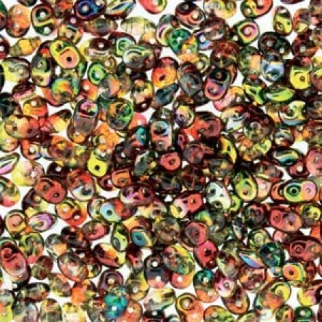 5mm SuperDuo 2-Hole Beads- Magic Red-Yellow - 22.5gm