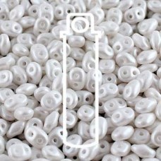 5mm Superduo 2-Hole Cz Beads - Pearl Shine White