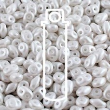5mm Superduo 2-Hole Cz Beads - Pearl Shine White - 22.5gm