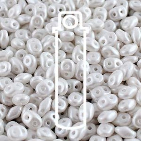 5mm Superduo 2-Hole Cz Beads - Pearl Shine White - 22.5gm