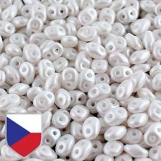 5x2mm SuperDuo Beads - Pearl Shine White - Czech Shield 