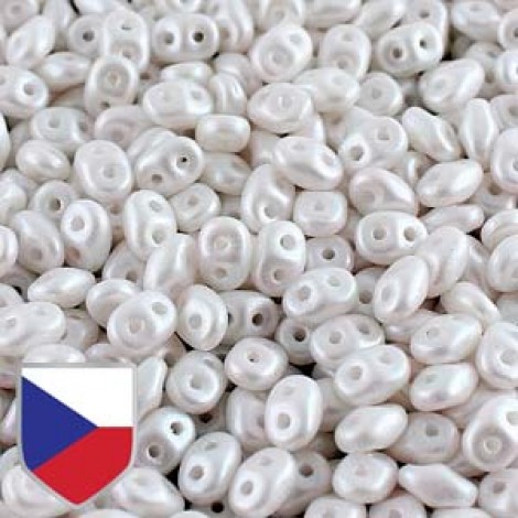 5x2mm SuperDuo Beads - Pearl Shine White - Czech Shield - 22.5gm