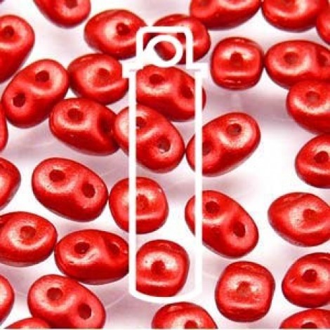 5mm SuperDuo Czech 2-Hole Beads- Chalk Lava Red - 22.5gm