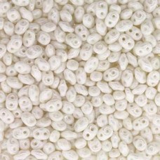 5mm SuperDuo 2-Hole Beads - White Lustre
