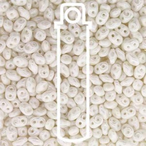MiniDuo 2x4mm Beads - Chalk White Luster - 8gm MiniDuo 2x4mm Beads - Chalk White Luster - 8gm