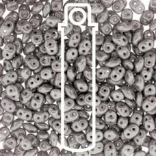 5mm SuperDuo Cz 2-Hole Beads - Chalk Jet Luster - 22.5gm
