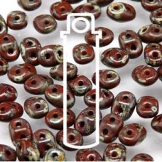 5mm SuperDuo Beads - Opaque Chocolate Travertin Dark - 22.5gm
