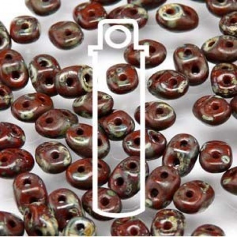 5mm SuperDuo Beads - Opaque Chocolate Travertin Dark - 22.5gm