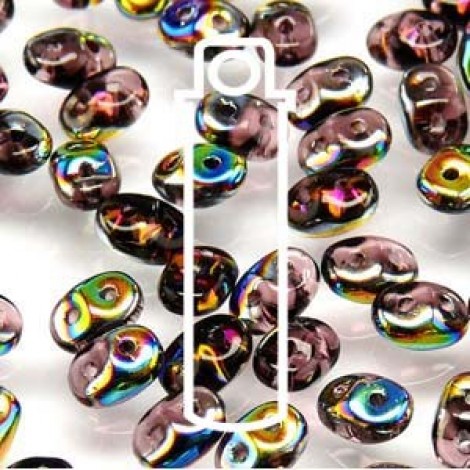 5x2mm SuperDuo 2-hole Beads - Amethyst Vitrail - 22.5gm