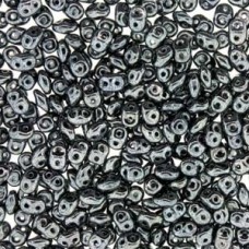 5mm Superduo Czech 2-Hole Beads - Jet Hematite