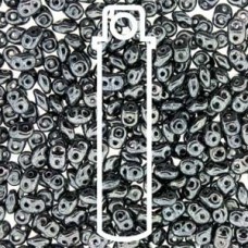 MiniDuo 2x4mm 2-Hole Beads - Jet Hematite - 8gm
