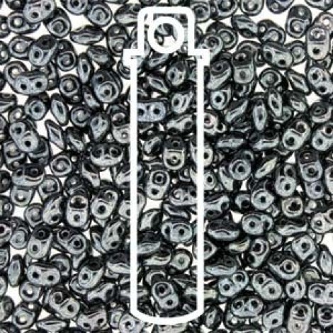 MiniDuo 2x4mm 2-Hole Beads - Jet Hematite - 8gm MiniDuo 2x4mm 2-Hole Beads - Jet Hematite - 8gm