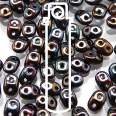 5mm Superduo 2-Hole Beads - Jet Iris Luster