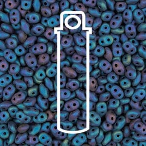 5mm SuperDuo 2-Hole Beads - Jet Blue Iris Matte - 22.5gm
