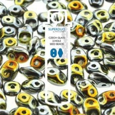 5mm Superduo Czech 2-Hole Beads - Jet Full Marea - 24gm