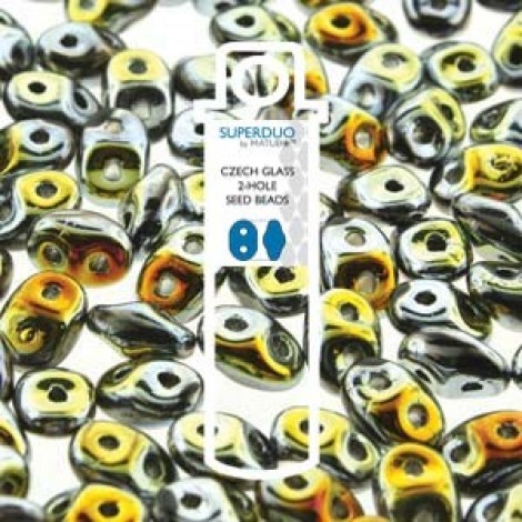 5mm Superduo Czech 2-Hole Beads - Jet Full Marea - 24gm