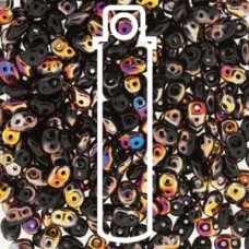 5mm SuperDuo Czech 2-Hole Beads - Jet Sliperit - 23gm