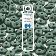 5mm SuperDuo Czech 2-Hole Beads - Metallic Suede Light Green - 22gm