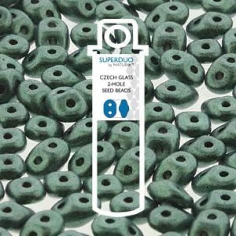 5mm SuperDuo Czech 2-Hole Beads - Metallic Suede Light Green - 22gm