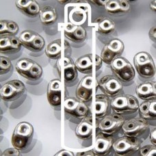 MiniDuo 2x4mm Beads - Jet Silver Pastel - 8gm