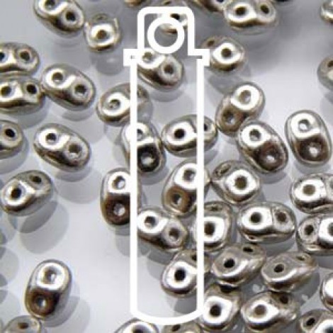 MiniDuo 2x4mm Beads - Jet Silver Pastel - 8gm
