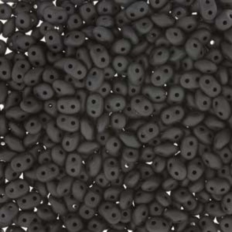 5mm SuperDuo Czech 2-Hole Beads - Matte Jet - 22-24gm