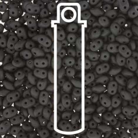 MiniDuo 2x4mm 2-Hole Beads - Jet Matte - 8gm