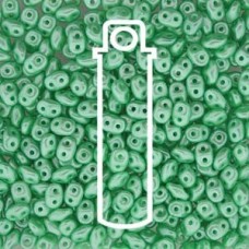 5mm SuperDuo 2-Hole Beads- Pastel Lt Green-Crysoprase
