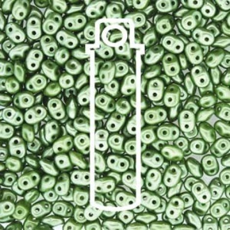 5mm SuperDuo Czech 2-Hole Beads - Pastel Olivine - 22.5gm