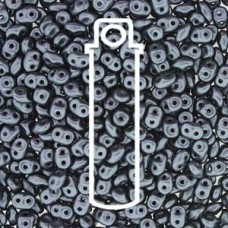 5mm SuperDuo Czech 2-Hole Beads - Pastel Charcoal Pearl - 24gm
