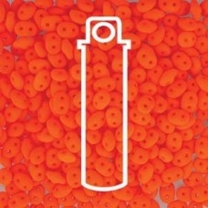 5mm Czech SuperDuo 2-Hole Beads - Neon Orange - 22.5gm