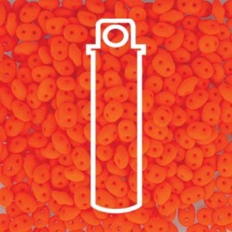 5mm Czech SuperDuo 2-Hole Beads - Neon Orange