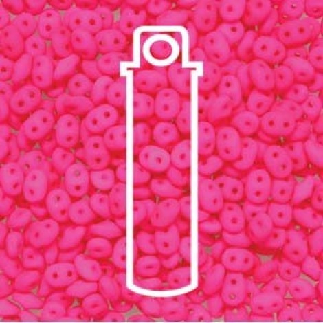5mm Czech SuperDuo 2-Hole Beads - Neon Pink