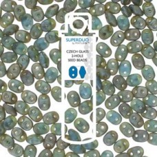 5mm SuperDuo 2-Hole Beads - Sapphire Matte Rembrandt Picasso