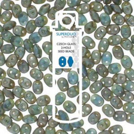 5mm SuperDuo 2-Hole Beads - Sapphire Matte Rembrandt Picasso - 22.5gm 5mm SuperDuo 2-Hole Beads - Sapphire Matte Rembrandt Picasso - 22.5gm