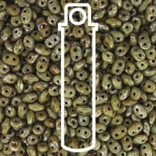 5mm SuperDuo Czech 2-Hole Beads - Opaque Grey Picasso - 22.5gm