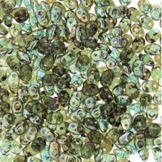 5x2mm SuperDuo Czech 2-Hole Beads - Aqua Celsian - 22.5gm