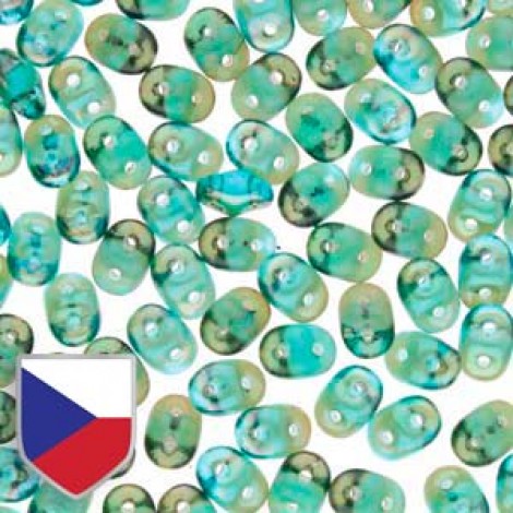 5x2mm SuperDuo Beads - Aqua Celsian - Czech Shield - 22.5gm 5x2mm SuperDuo Beads - Aqua Celsian - Czech Shield - 22.5gm